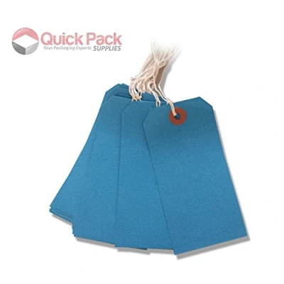 Image of 10 Pack 120 x 60mm Blue Coloured Strung Tags