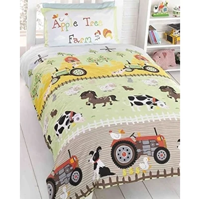 Image of Rapport Apple Tree Farm Duvet Cover Set Childrens Bedding, Multi, 120 x 150cm