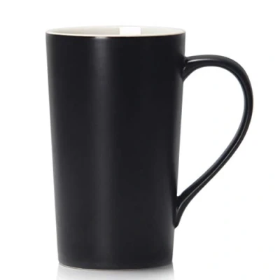 Image of Smilatte 20 Ounces Extra Large Coffee Mug, M007 Plain Tall Big Ceramic Tea Cup with Handle for Dad Men, Black