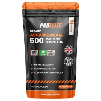 Image of Ashwagandha 180 Vegan Capsules Root Powder Capsule 10% Withanolides 500mg High Strength 10,000mg Extract 20:1 Stress Relief, Energy, &amp; Endurance by PRO Elite
