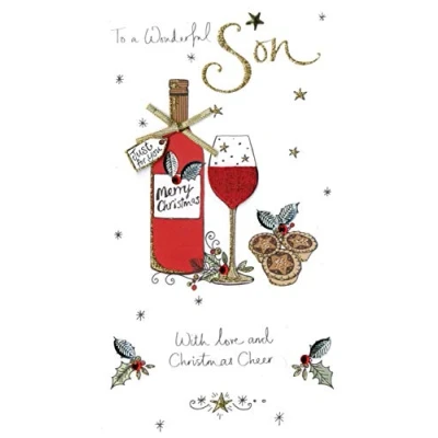 Image of Champagne Son Embellished Christmas Card Hand Finished Range Cards