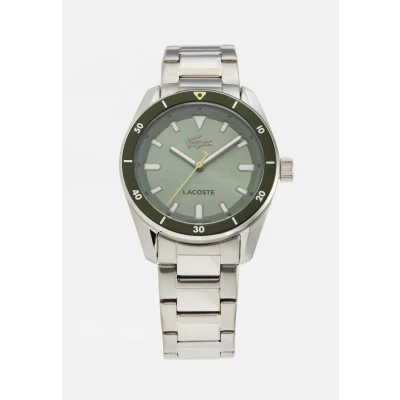 Image of Lacoste Boston Watch silvercoloured/green, Men&#039;s, Size: One Size, Silver coloured/green