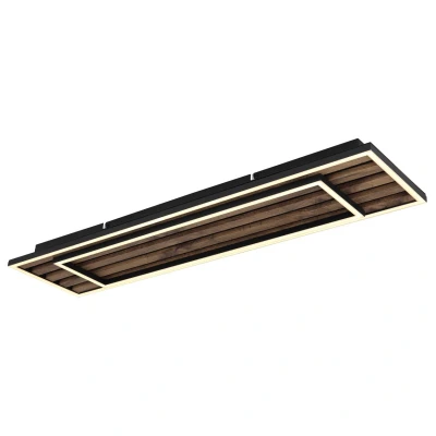 Image of Woody 80x20cm Integrated LED Semi Flush Ceiling Light Matt Black 3000K