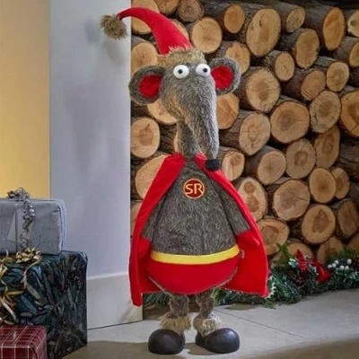 Image of Marco Paul 108cm Supa Rat Novelty Plush Christmas Decorations Indoor Home Ornaments Freestanding Animal Figurine Furry Fabric Statue Xmas Decor