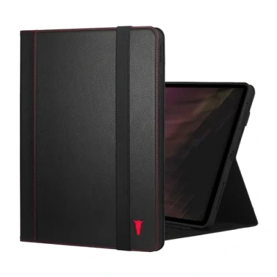 Image of TORRO Case Compatible with iPad Pro 13 (2024) Premium Leather M4 2024 Stand Function, Apple Pencil Connectivity and Wake/Sleep Function (Black Red Detail)