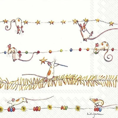 Image of IHR MICE GARLAND Christmas Luncheon Paper Table Napkins 20 in a pack 33cm square