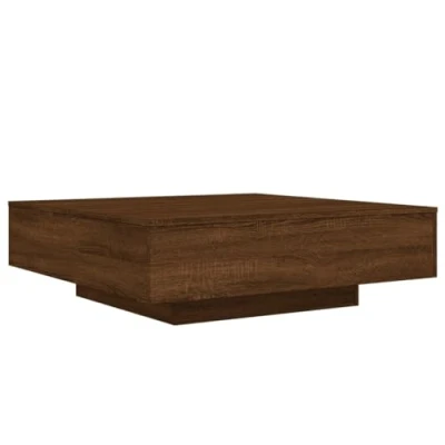 Image of vidaXL Coffee Table with LED Lights in Brown Oak Modern Styled and Versatile, for Living Room or Office Made from Durable Engineered Wood, Square Shape