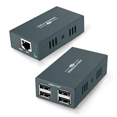 Image of USB Extender, Over Ethernet Extender,4 2.0,Over Single Cat5e/6/7 Up to 165ft(50m), Plug and Play, No Driver Needed, RJ45 LAN Extension,USB Cat5 Extender