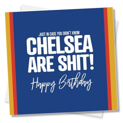 Image of Punkcards Chelsea Birthday Card Funny Football Greeting From Spurs or Arsenal Fans