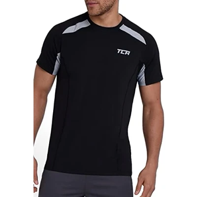 Image of TCA Quick Dry T Shirt Gym Top for Men Short Sleeve Running Mens Clothes Sports Active wear, Lightweight Breathable Moisture Wicking Clothing Black, L