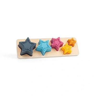 Image of Bigjigs Toys Shooting Star Sorter 5 Piece Silcone Shape Sorter, Montessori Toys, Wooden 1 Year Old, Baby Sensory Sustainably Made