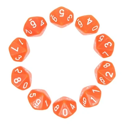 Image of D10 Dice,10 pcs Polyhedral Dices Set Clear 10 Sided Yoga Dice for DND MTG RPG Dungeons and Dragons Party 20mm Transparent Orange