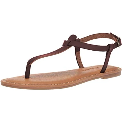 Image of Amazon Essentials Women&#039;s Casual Thong Sandal with Ankle Strap, Brown, 2 UK