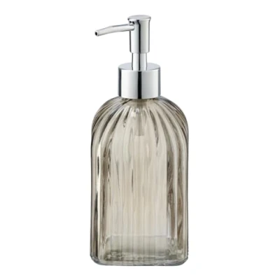 Image of WENKO Vetro Brown Square Liquid Soap Dispenser Capacity 0.52 L, 19 x 7.5 cm