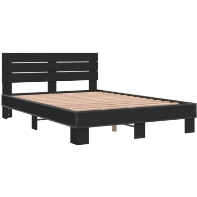 Image of vidaXL Bed Frame without Mattress Black 140x200 cm