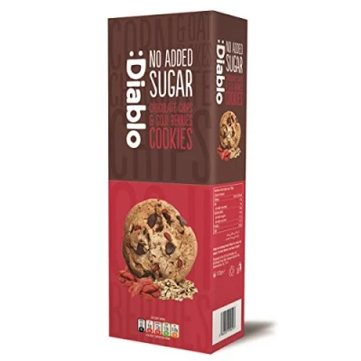 Image of Diablo Chocolate Chip and Goji Berries Cookies No Added Sugar Sweetened with Maltitol 135g (Pack Of 1)