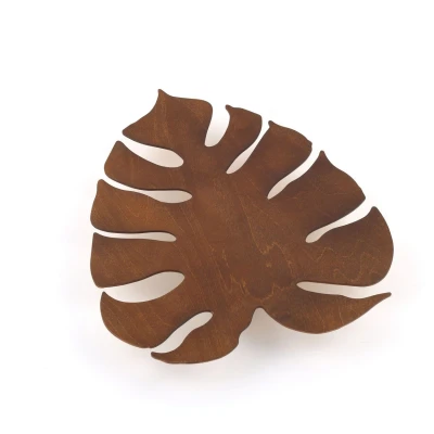 Image of Monstera Flush Wall Lamp Walnut, Black 3xG9