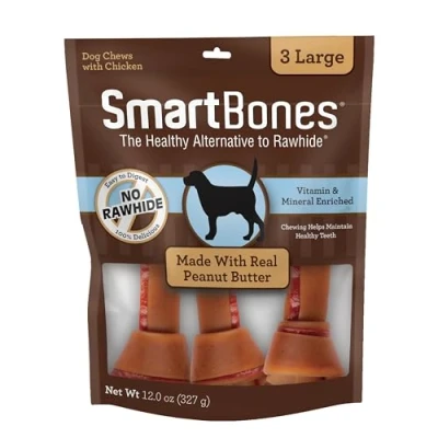 Image of SmartBones Dog Chews, Treat Your to Rawhide Free Bones, Made With Real Meat and Vegetables, 3 Large
