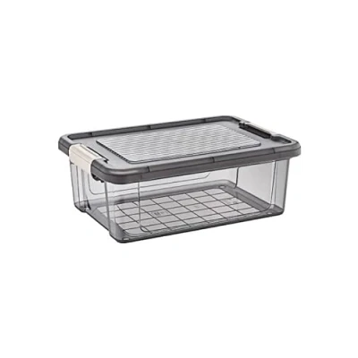 Image of DTD QUALITY MATTERS 12L Storage Box with Lids, Heavy Duty Strong &amp; BPA Free Stackable plastic Boxes, Multipurpose Clear Box, Tubs For Home, Office, Kitchen Made in UK (Grey)