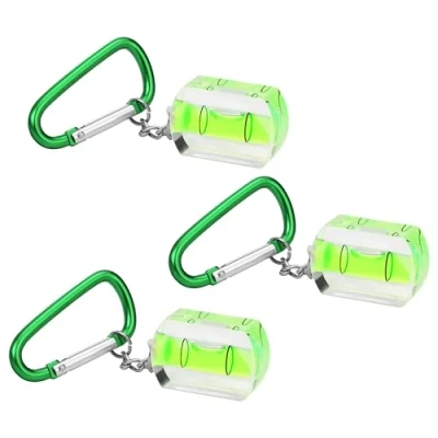 Image of WORKPRO 3 Pack Keychain Small Spirit Level, Mini Level 22.2 * 13.4 34mm with Bubble Metal &amp; Hook for Tiles Floor Picture TV Set Hanging, Horizontal and Vertical