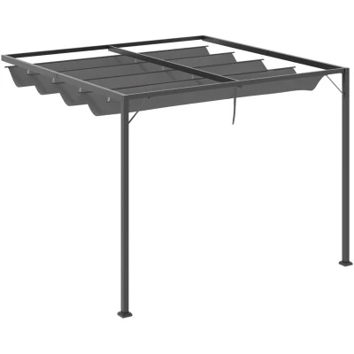 Image of Outsunny 3 x (m) Outdoor Pergola Retractable Canopy Wall Mounted Grey