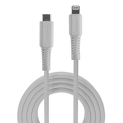 Image of LINDY USB Type C to Lightning Cable, White, 0.5 m