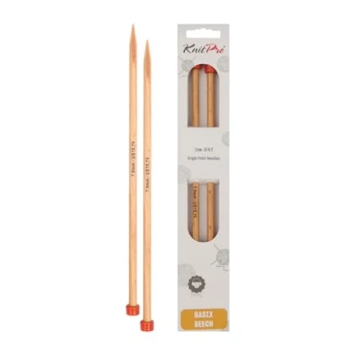 Image of KnitPro 40 cm x 7 mm Basix Single Pointed Needles, Birch
