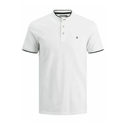 Image of JACK &amp; JONES Men&#039;s JJEPAULOS Mao Polo SS NOOS Shirt, White, XS