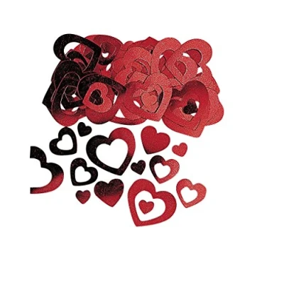 Image of amscan Metallic Red Hollow Hearts Confetti 14g 1 Pack