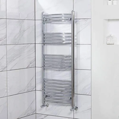 Image of NRG Curved Heated Towel Rail Radiator Bathroom Central Heating Ladder Warmer Rad 1200x500mm Chrome