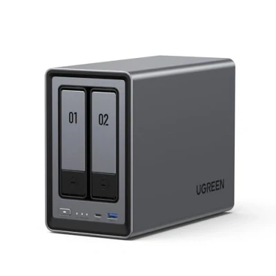 Image of UGREEN NASync DXP2800 2 Bay Desktop NAS, Intel N100 Quad core CPU, 8GB DDR5 RAM, 2.5GbE, * M.2 NVMe Slots, 4K HDMI, Network Attached Storage (Diskless)
