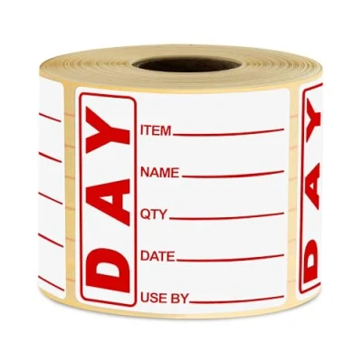 Image of G4GADGET Food Labels Roll Use by 500 Stickers 50x75mm Writable Freezer &amp; Storage Prep Removable Adhesive Rotation for Kitchen, Restaurant Catering