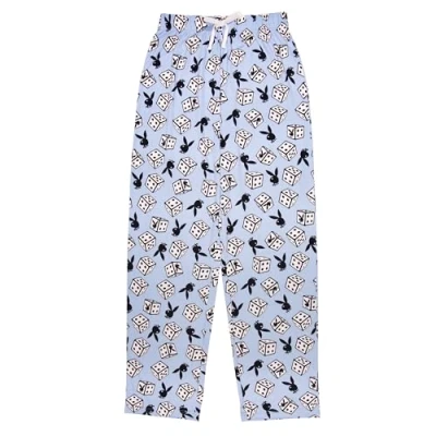 Image of Playboy Women&#039;s Super Soft Cozy Yummy Lounge Pants, Dice &amp; Bunny Toss Light Blue, Medium