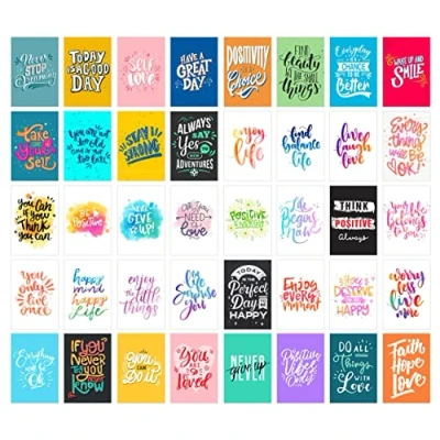 Image of Edition Seidel Set of 40 Postcards Life &amp; Moments with Sayings Cards Saying Love Friendship Lif, Motivation Birthday Funny Postcard