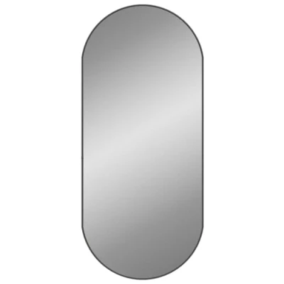Image of vidaXL Wall Mirror Black 100x45 cm Oval PVC Frame, Mounted Glass for Vanity, Makeup, Cosmetic Use in Bedroom, Hallway, Living Room