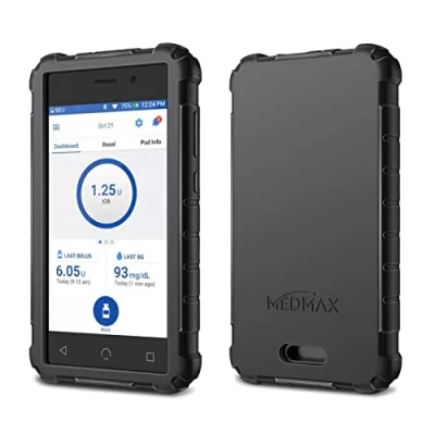 Image of MEDMAX Silicone Case for Omnipod Dash PDM (Personal Diabetes Manager), Lightweight Shockproof Anti Slip Protective Cover Soft Gel Skin with Raised Bezel Device, (Black)