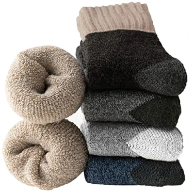 Image of Josnown 5 Pairs Thermal Socks for Men, Thick Winter Boot Warm Wool Socks, UK 6 11