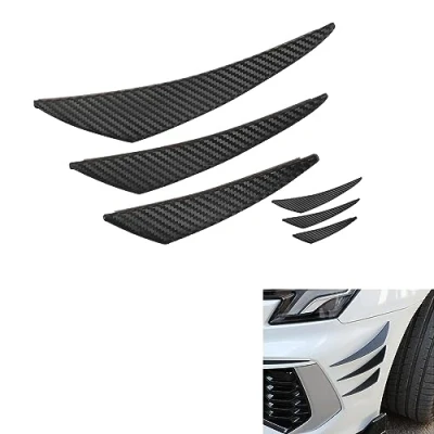 Image of WeFoonLo Universal Car Spoiler Canards Kit Front Bumper Lip Splitter, 6pcs Exterior Soft Fins Auto Body Anti Collision Strip Decal Sticker (Carbon Fiber)