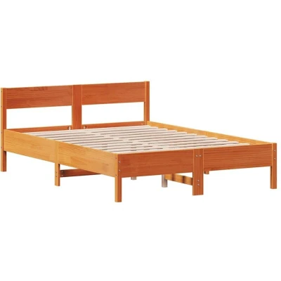 Image of vidaXL Bed Frame without Mattress Wax Brown 160x200 cm Solid Wood Pine