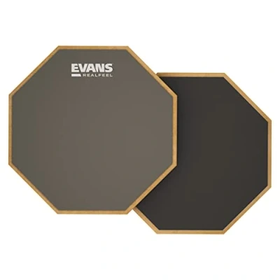 Image of Evans RF 6D RealFeel Drum Practice Pad Drummer Gum Rubber &amp; Neoprene, 2 Sided, 6 Inch, Gray