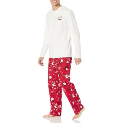 Image of Amazon Essentials Disney Marvel Star Wars Men&#039;s Flannel Pyjama Sleep Sets, Nightmare Valentine Mens, S