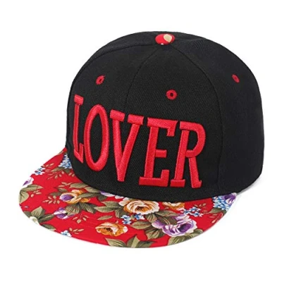 Image of ZLYC Women&#039;s Fashion Baseball Cap Embroidered Adjustable Hip Hop Snapback Cap,LOVER(Red),One Size