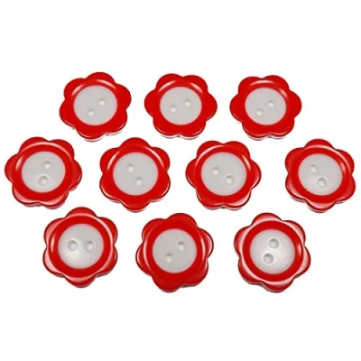 Image of Colour Rim Daisy Flower Plastic Buttons 20mm (Red, 10)