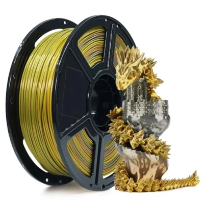 Image of FLASHFORGE Silk PLA Gradient Metal Rainbow Filament, Multicolored Color Change 3D Printing Gold Copper Bronze Grey Shiny Changing Like Finish, Ultra High Glossiness