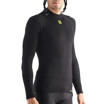Image of Alé Cycling Men&#039;s Intimo Seamless Wool Long Sleeve Base Layer, Black, S/M