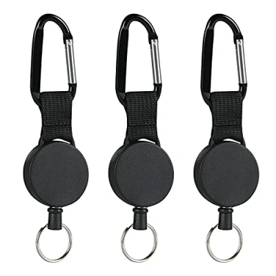 Image of Vicloon Retractable Key Chain, 3 Pcs Badge Reels Heavy Duty ID Card Holder with Carabiner D Ring Steel Wire Rope