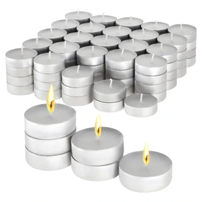 Image of SolaDirect 4 Hour Tea Lights Candles, 50 Pack, Long Burning Tealights Candle, Unscented White Ideal Night Light Candles for Restaurants, Weddings, Parties, Dates, Decoration &amp; More!