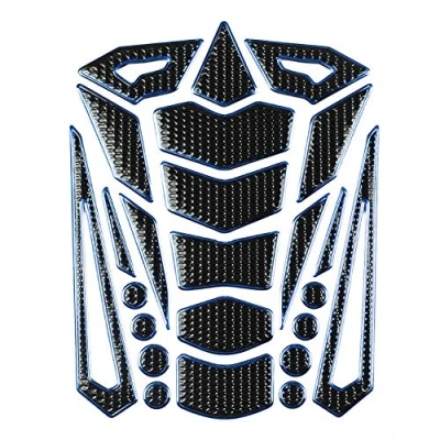 Image of Motorcycle blue Tank Pad Protector, Universal Gas Fuel Oil Stickers Protector Traction Pad(Blue Edge)