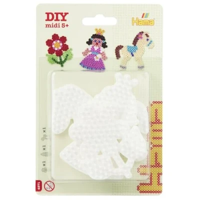 Image of Hama 10.4571 Pony, flower &amp; princess pegboard blister pack Three Small Mixed Bead Set, Multicolour, One Size