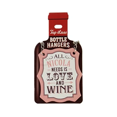Image of H&amp;H Top Lass Bottle Hanger Decoration Novelty Gift Personalised to The Name of&quot;Nicola&quot;